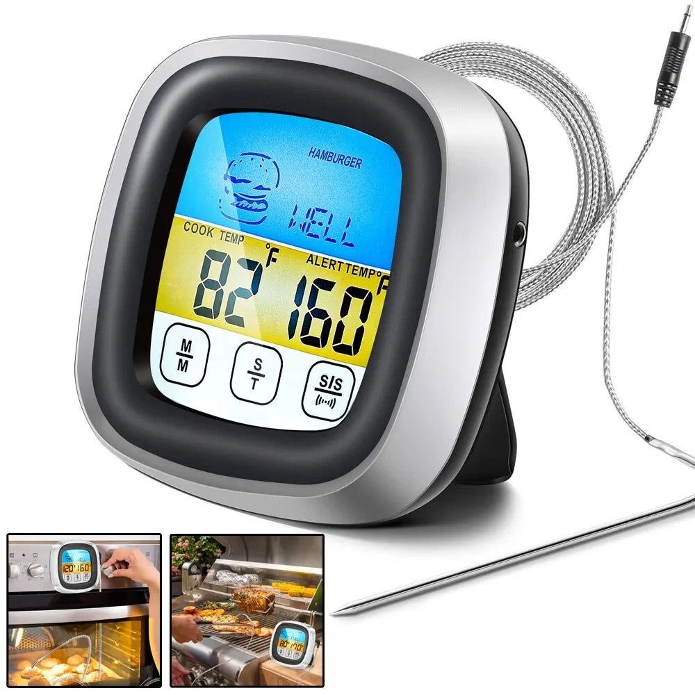 Digital Kitchen Thermometer Probe Touch Screen Meat Barbecue Food Temperature Measure Tool Steak BBQ Timer Cooking Tools