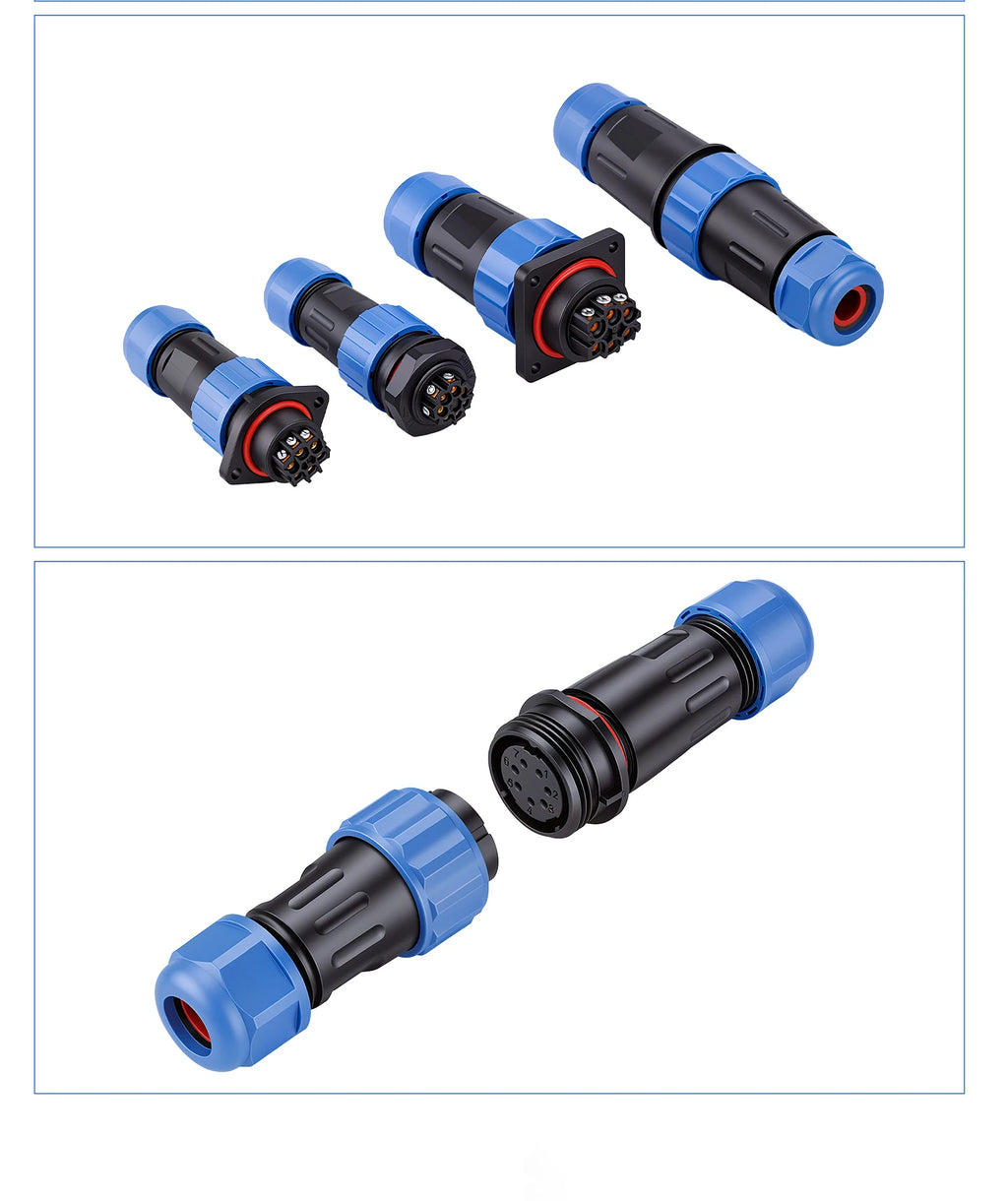 IP68 Waterproof Aviation Connector LD12/16/20/28 Male Plug Female Socket 2 3 4 5 6 7 9 Pin Solder‑free Wire Cable Connector