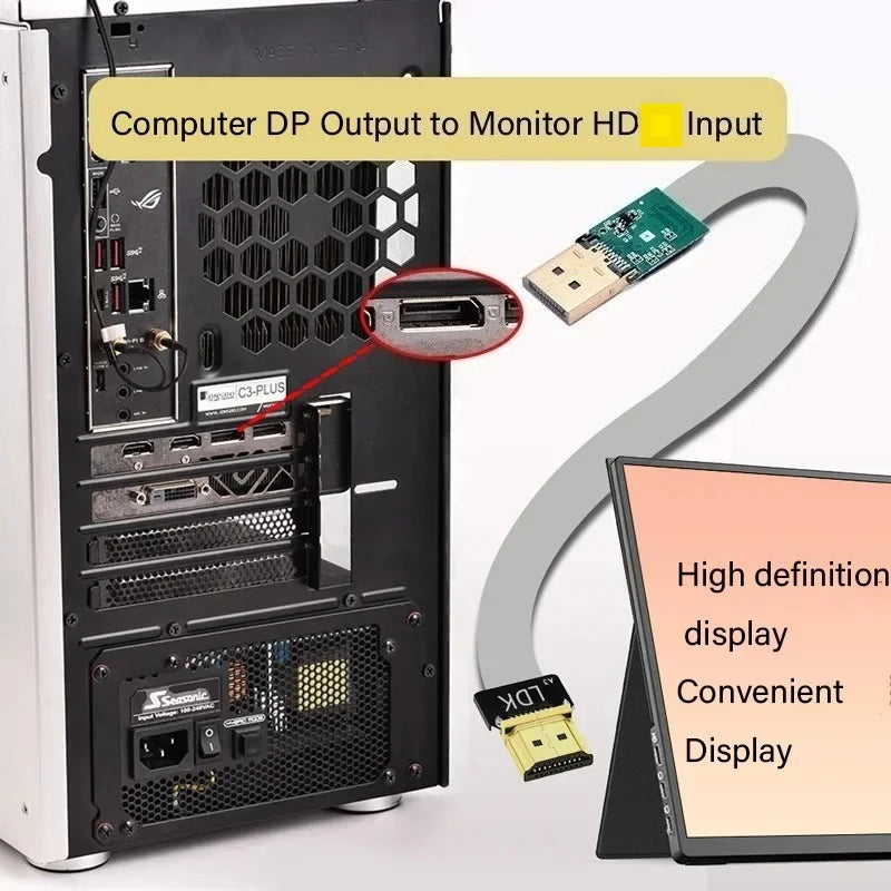 Shielded FFC Ribbon FPV HDTV-Compatible DP Displayport Connector Up Angle 20P Flexible Flat Cable Raspberry Pi 4 1920*1080P/60hz