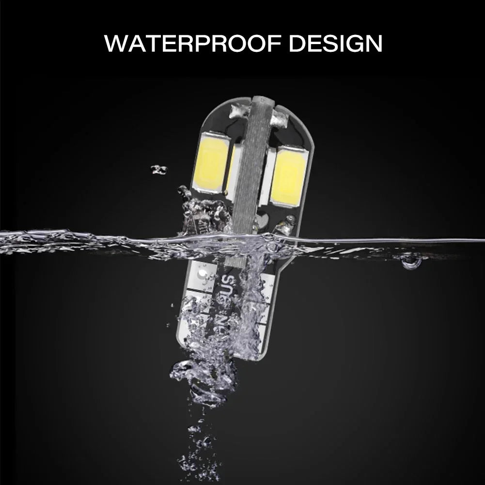 10PCS W5W T10 LED Bulbs Canbus 5730 8SMD 12V 6000K for Car Turn Signal Reading Brake Trunk Hood Width Clearance Lights
