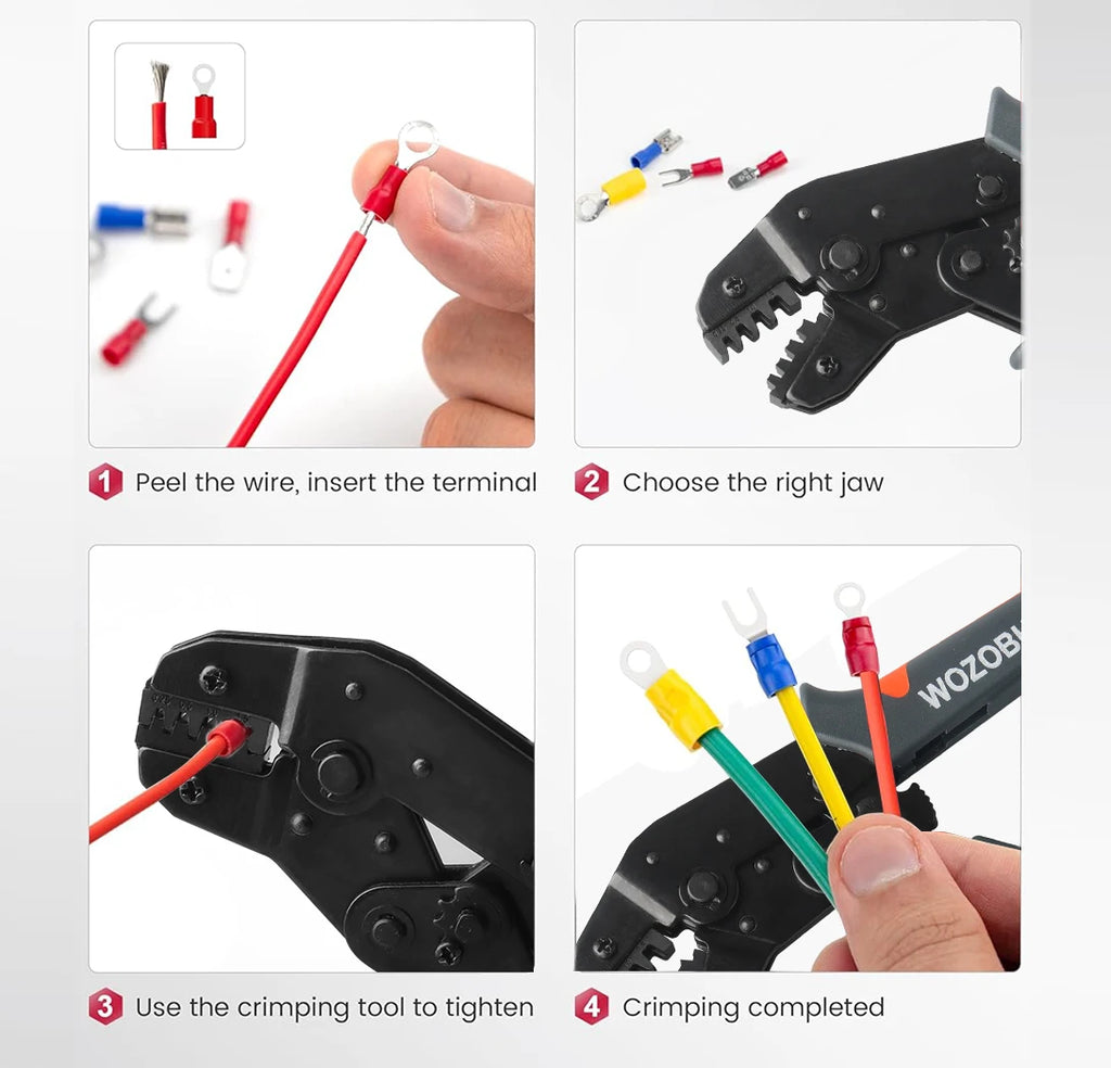 VK-58B Crimping Tool Ratchet Wire Crimping Pliers for JST Dupont Terminals SATA Pin Crimping AWG 24-16 0.25-1.5mm² Spring Loaded