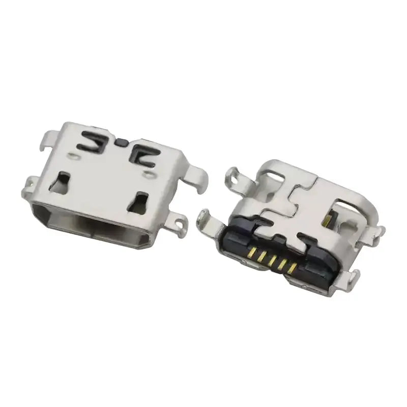 100/1000PCS Micro USB Android Female Charging Socket, Flat Edge Crimped Type, 5Pin, 4 Mounting Pins, SMD & DIP Tail Connector