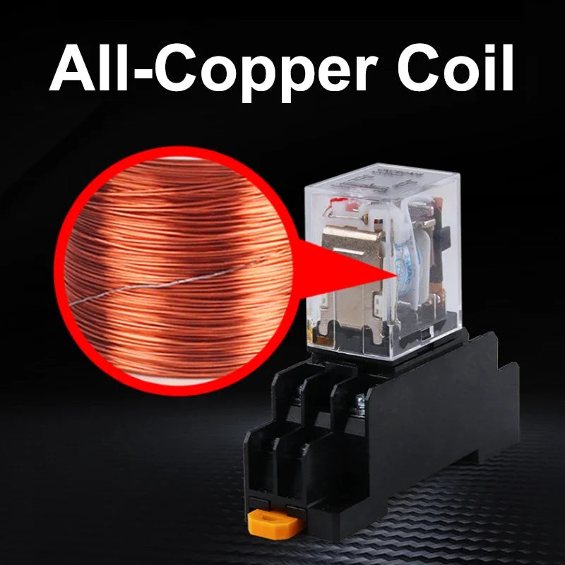 10 PCS Micro Mini Electromagnetic Switch AC 220V DC 24V HH52P HH62P 63P 64PCoil DPDT Intermediate Relay Miniature Control Relays