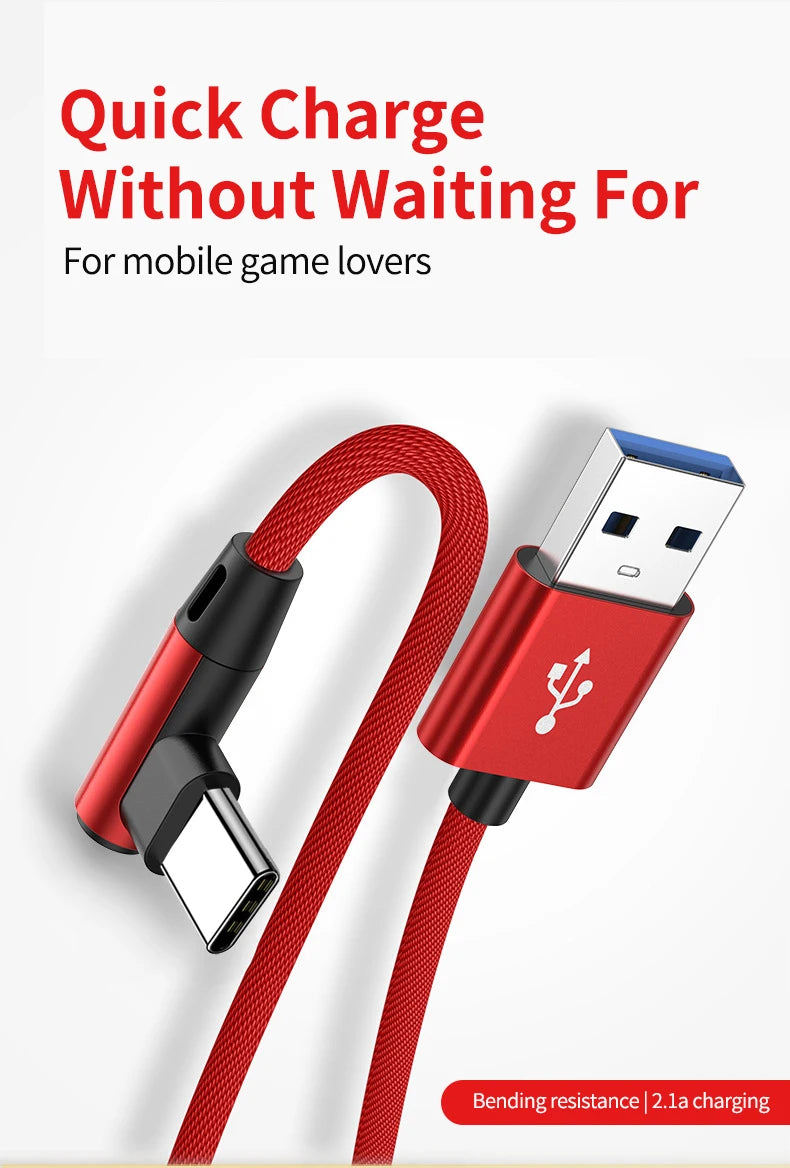 OLAF 5A USB C Cable Fast Charging Micro USB for Huawei Mate 40 30 Xiaomi Samsung 90 Degree Mobile Phone Charging Cord 1M/2M/3M