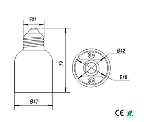 2PCS E40 To E27 Light Socket Adapter ExtenderLED PBT Porcelain Ceramic Mogul Highbay Base To Medium Screw Lampholder Converter