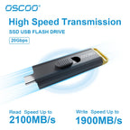 OSCOO PSSD 1TB SSD USB Flash Drive 20Gbps 3D TLC Nand Flash Type C 3.2 Gen2*2 Memory Disk Wireless Portable SSD USB Flash Drive