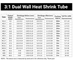 1~10m Heat Shrink Tube ID 1.6mm - 50mm 3:1/4:1 Ratio With Glue Adhesive Lined  Dual Wall Polyolefin ﻿Wrap Cable Protect Sleeve