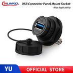 CNLINKO Front Nut Fix Female to Female USB2.0 USB3.0 Connector Panel Mount Socket Receptacles Waterproof IP67 Bayonet Connection