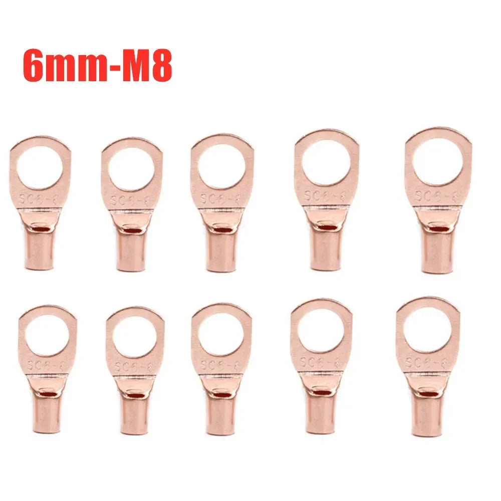10/25/50/100pcs Copper Lug Ring Wire Connectors Bare Cable Electric Crimp Terminal SC6-6 SC6-8 SC10-6 SC10-8 SC16-6 SC25-6