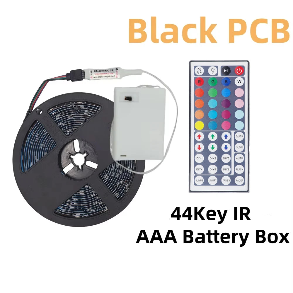 5V LED Strip Lights RGB 5050 3AA Battery Powered Flexible LED Light Strip with Remote Control for TV Backlight Bars Cabinets