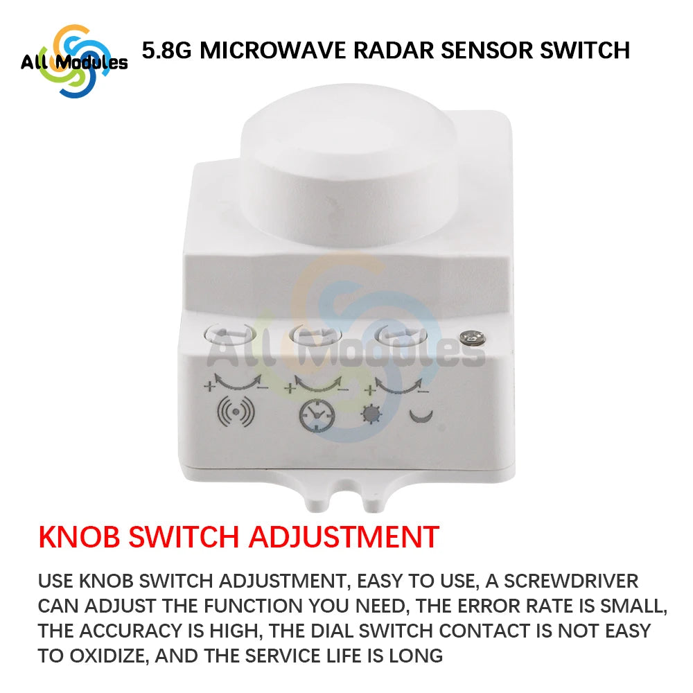 AC 220V 5.8GHz Microwave Radar Sensor Switch Human Body Motion Induction Sensor for LED Light Sensors Switches