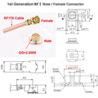 1PCS RG-178 N Female Panel 4 Holes to U.FL IPX-1 Female Connector RG178 Cable N to IPX RF Coaxial Extension Jumper 5CM-1M
