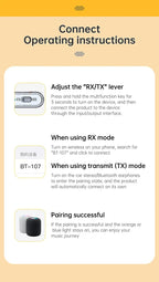 Wireless Bluetooth 5.4 Audio Receiver Transmitter 3.5mm AUX Jack Adapter TF Card Playback Hands Free for Car Radio TV Earphones