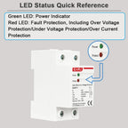 EARU 40A 63A AC 230V 400V Din Rail Automatic Recovery Reconnect Over Voltage Under Voltage Protective Device Protection Relay