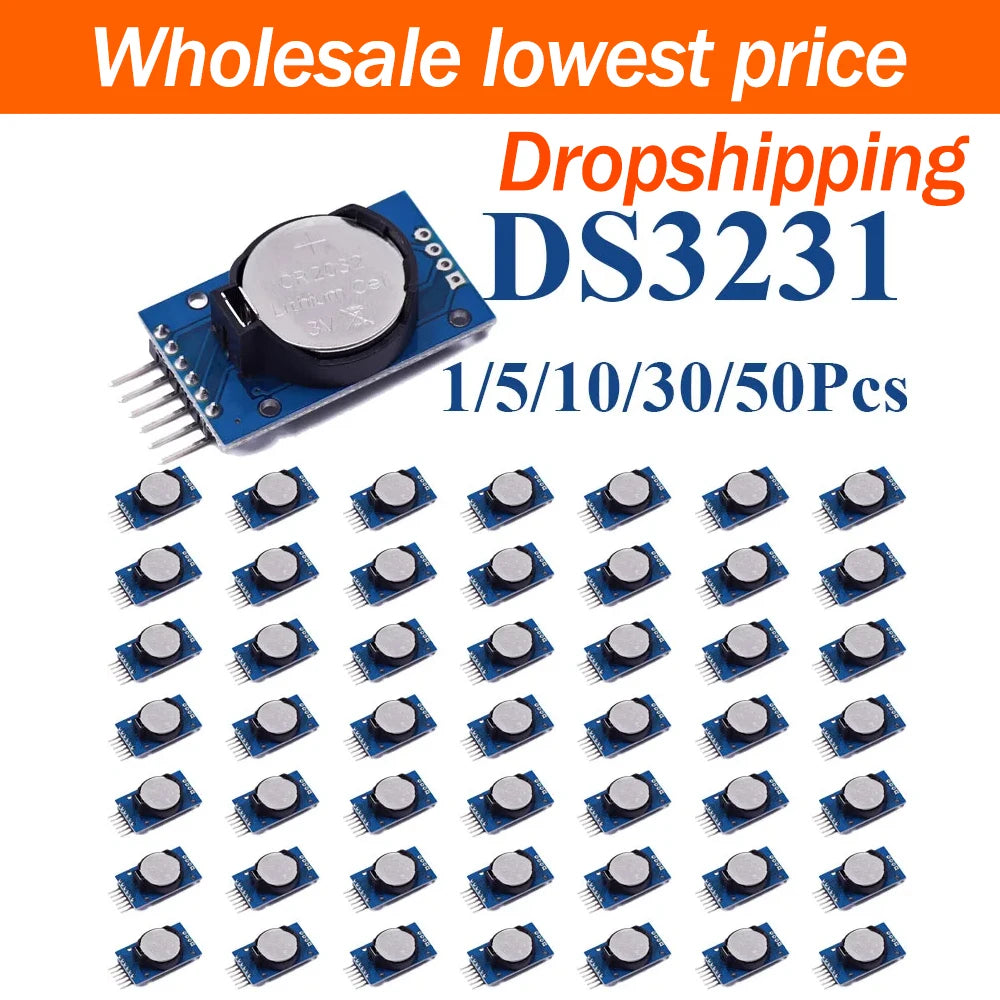 1/5/10/30/50Pcs DS3231 AT24C32 High Precision RTC Real Time Clock Module I2C IIC Communication Memory Storage Module Battery