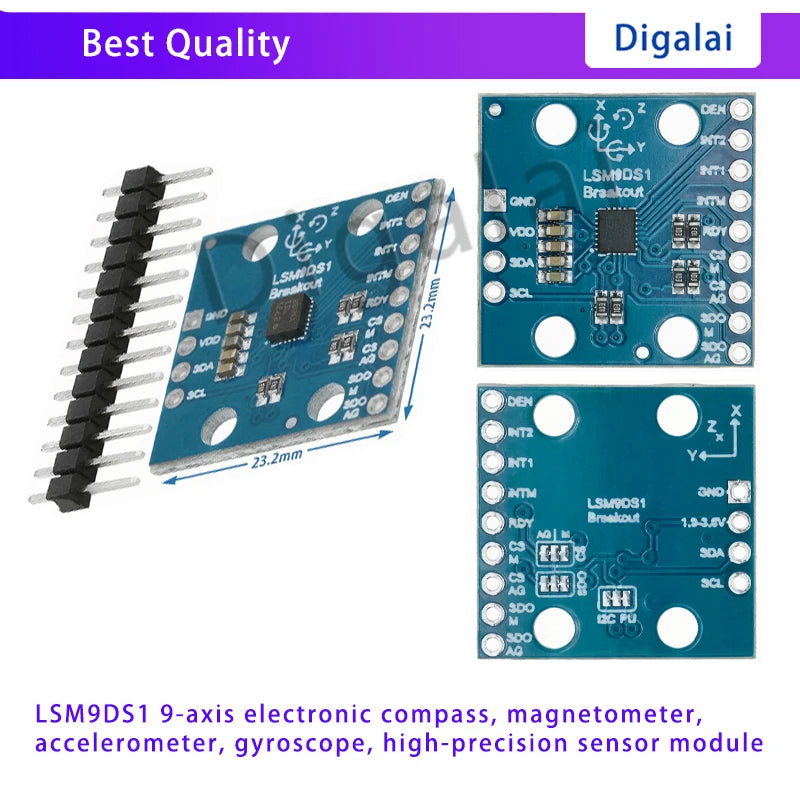 LSM9DS1 9-axis electronic compass, magnetometer, accelerometer, gyroscope, high-precision sensor module
