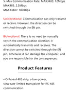 MAX485 MAX3485 MAX13487 MAX13488 TTL to RS485 Transceiver Module 3.3V/5V Unidirectional Bidirectional Serial Conversion Board