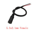 DC Power Pigtails Cable DC 5.5mm x 2.1mm Male Female to Bare Wire Open End 18AWG Wires Connector for CCTV Camera LED Strip Light