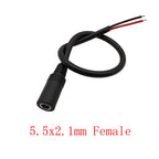 DC Power Pigtails Cable DC 5.5mm x 2.1mm Male Female to Bare Wire Open End 18AWG Wires Connector for CCTV Camera LED Strip Light
