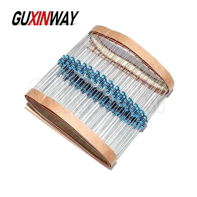 100pcs 1/4Watt Metal Film Resistors 1% 0.25W 0.1R 0.12R 0.15R 0.18R 180K 330K 470 100K 510 560 620 750 820 910K Ohm
