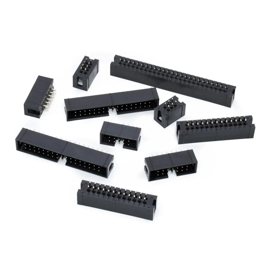 10PCS DC3 Header 6P/8P/10P/14P/16P/20P/30P/34P/40P 2.54mm Socket Male Double Row Straight Needle Curved Needle PCB Connector