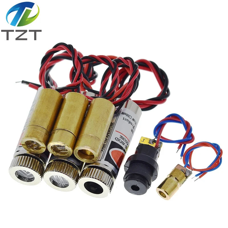 TZT 650nm 5mW 6MM 9MM 12MM Red Point / Line / Cross Laser Module Head Glass Lens Focusable Focus Adjustable Laser Head