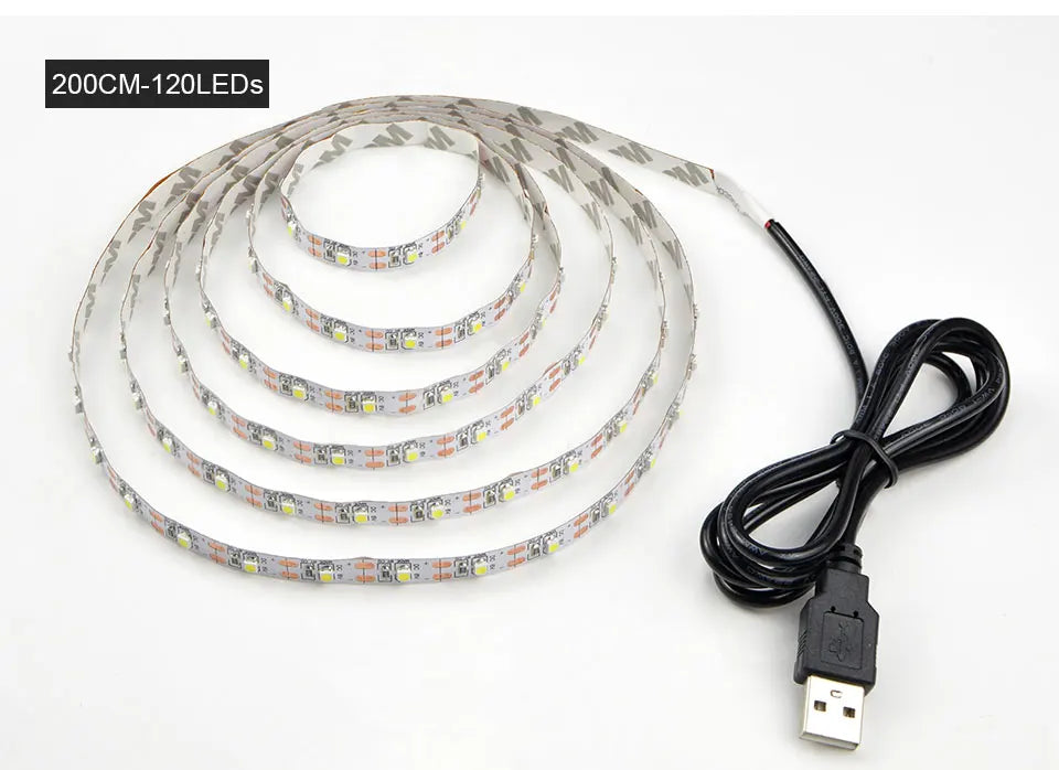 5V 1M 2M 3M 4M 5M USB Cable Power LED strip light lamp SMD 3528 Christmas desk Decor lamp tape For TV Background Lighting