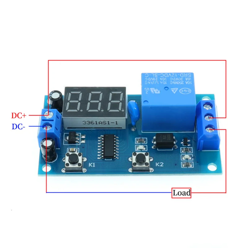 DC 12V Digital Display Delay Relay Delay Time Multi-function Module Infinite Loop Countdown Switch Control Module Timer Module