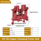 UK 2.5 Terminal Block UK2.5B Screw Connection Connect Strip 2.5B/3N/5N/6N/10N  2.5mm² Cable Electrical Din Rail Wire Connector