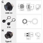 D Type Waterproof Chassis Connector USB Micro Type-C HDMI-compatible Female Converter Socket Panel Mount DIY Jack W/ Dust Cover