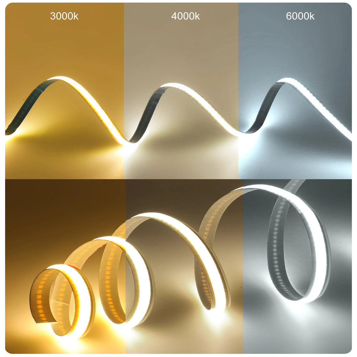 5mm 8mm PCB COB LED Light Strip Free Cut 12V 24V With 2PIN Wire DC Plug 400LEDs/m 3000k 4000k 6000k Flex Lamp 0.5m 1m 5m 10m 20m