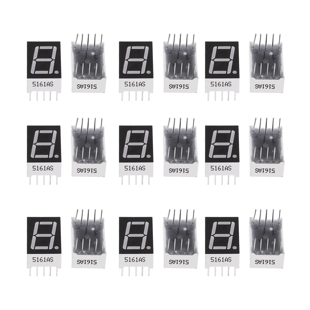 20Pcs Red LED Digit Tube Common 10-Pin 7 Segment 0.5 Inch Display Module High Reliability Display Module Drive Chip