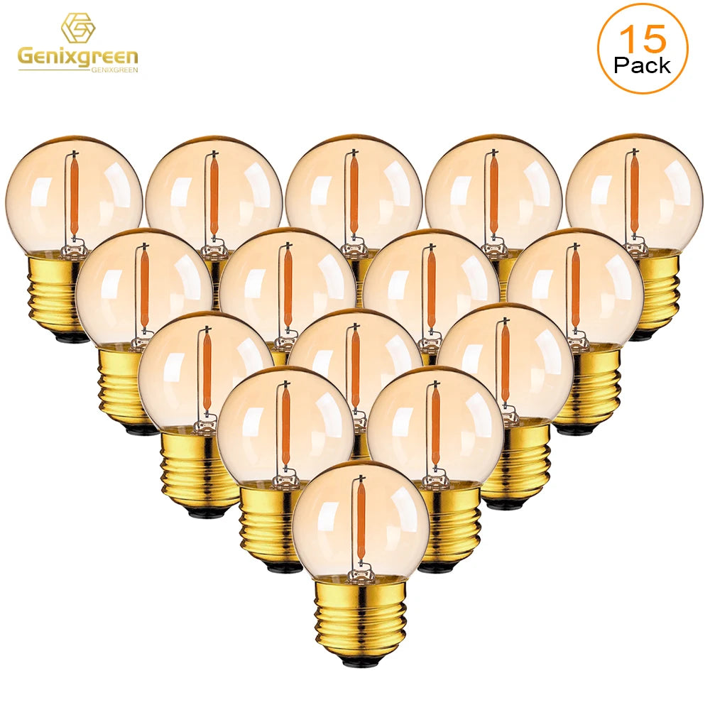 Vintage Globe Light Bulb G40 1W Equal to 10 Watts Led Filament Bulb 2200K Warm White 220V Gold Tint Glass E27 Base Dimmable Lamp