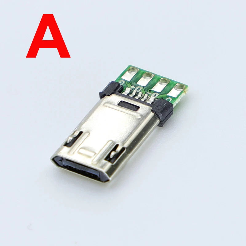 5/10PCS Micro USB 5Pin Male Plug With PCB Solder Plate Double-sided Micro 5P Connector Jack Port 4Pin Welding Wire Board Plug