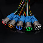40pcs 22mm Push Button Switch Latching Momentary Metal PC Power LED Light On Off with Wire Waterproof 12v 3v 5v 6v 24v 220v Red