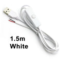 1.5M USB Connector Cable Extension 2 Pin Power Supply Wire On/Off Switch Electrical 5V Wire Black/White For LED Lighting DIY
