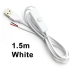 1.5M USB Connector Cable Extension 2 Pin Power Supply Wire On/Off Switch Electrical 5V Wire Black/White For LED Lighting DIY