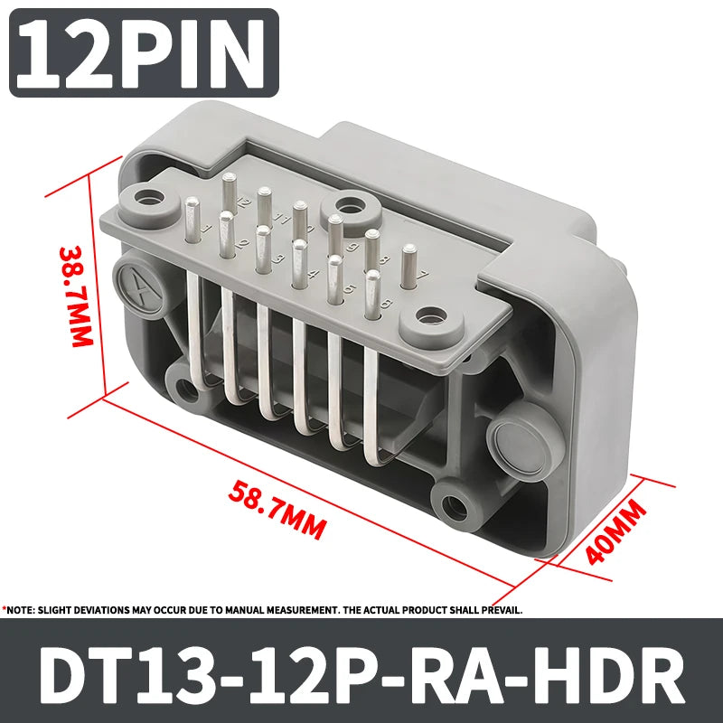 DT13 Series  Waterproof  Automotive PCB Right-Angle Header Connector 2/3/4/6/8/12Pin Male/Female Kit for Car Truck Bus Marine