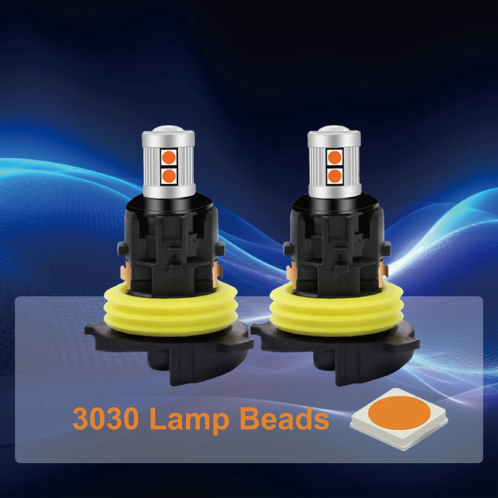 Lamp for Peugeot 3008 5008 2Pcs/Set 3030 9SMD White/Amber PH24W Canbus DRL for Citroen C5 MK2 Car LED Daytime Running Light