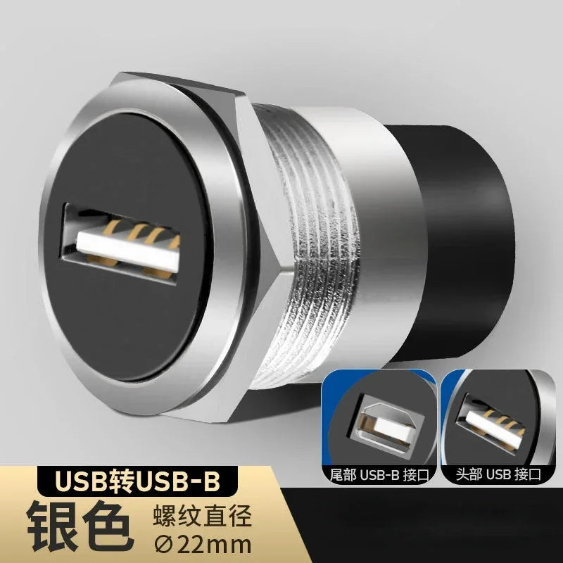 22mmc Metal Round D-type Module B-USB USB-B B-A Printing Adapter Cabinet Fast