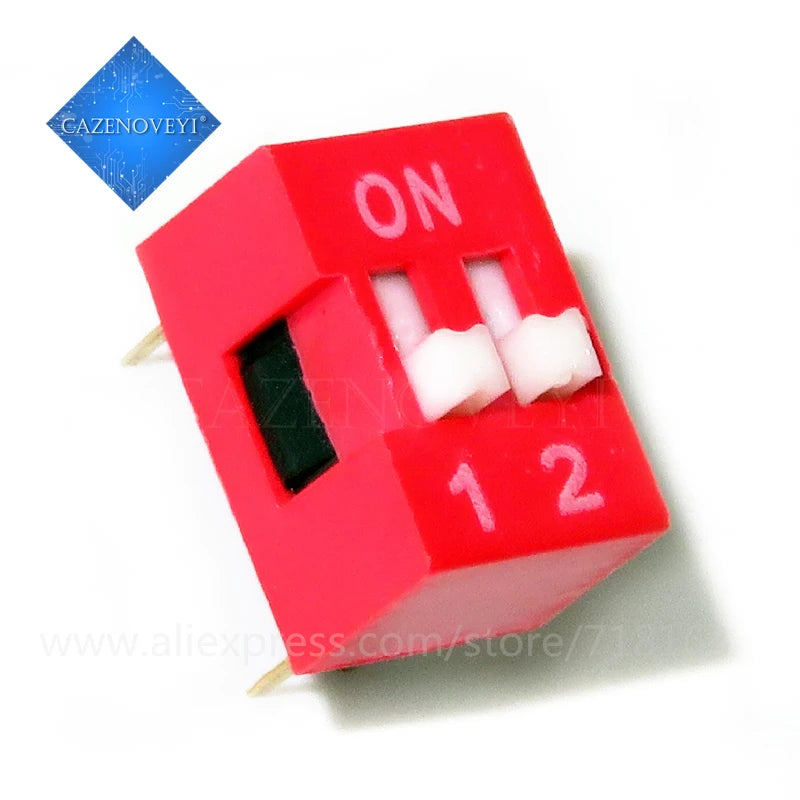 10pcs/lot Slide  Switch  1 2 3 4 5 6 7 8 9 10 12 Bit 2.54mm Position Way DIP Red Pitch Toggle Switch Red Snap Switch