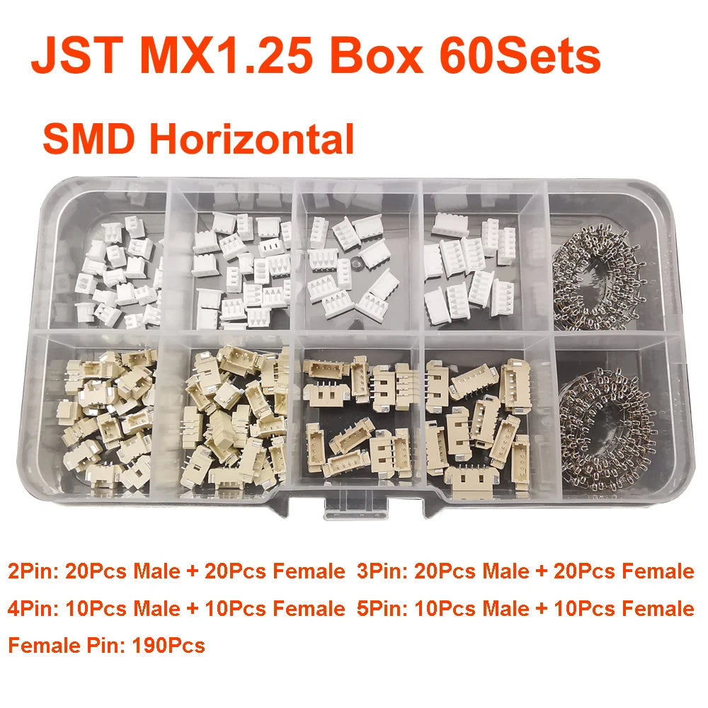 JST Box SH1.0/MX1.25/PH2.0/XH2.54/VH3.96/SM2.54/SYP Pitch Connector Terminal Kit SMD/Straight/Right Angle Type DIY