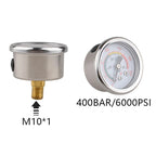HPA M10*1 400BAR 6000PSI Air Pressure Gauge Stainless Steel Case Brass Thread Gas Manometer For Compressed Soda CO2 Air/Nitrogen