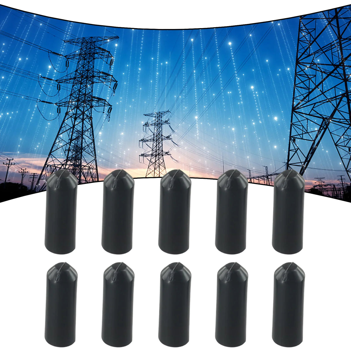 10pcs Warm Shrink End Cap Heat Shrink Cap Black Cable Sealing Cap For Protection Cable End Electrical Equipment