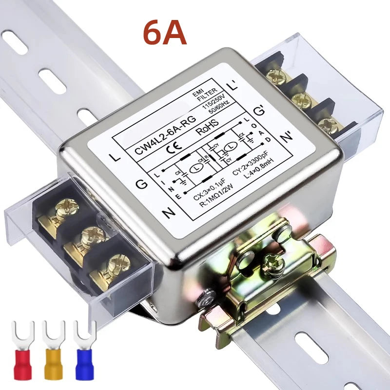 Power filter module CW4L2-20A 3A 6A 10A 20A power filter terminal type bipolar guide terminal block 220v AC EMI power supply ant