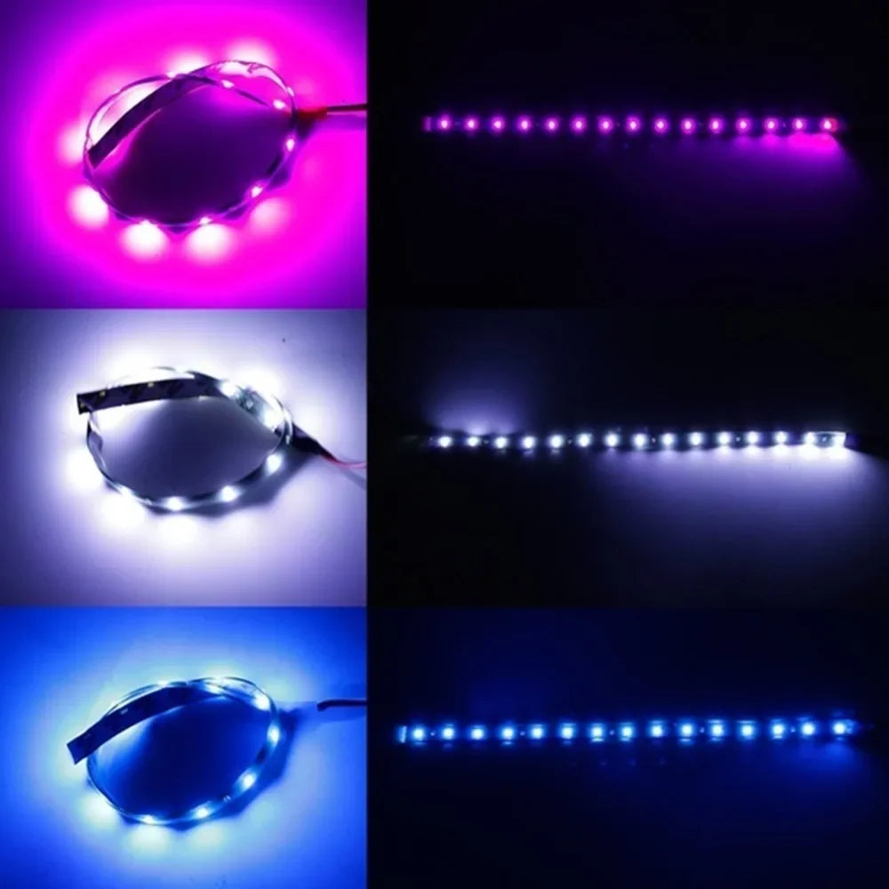 2 PCS LED strip SMD3528 Waterproof Flexible 30CM Red Green Blue White Warm white Super bright car Styling decor stickers lamp