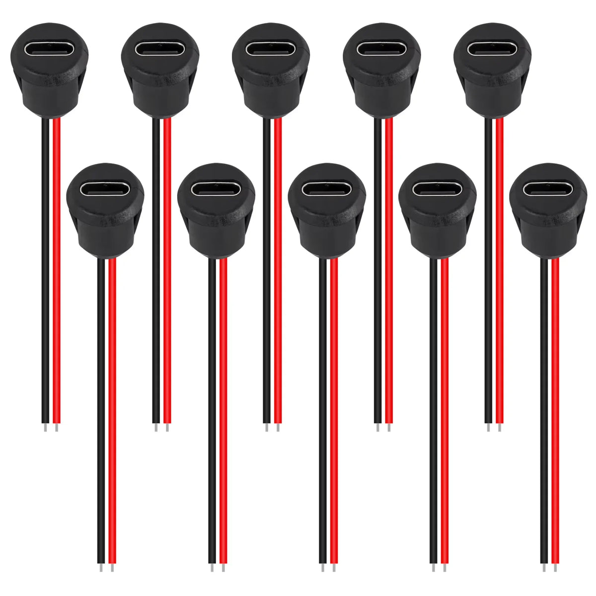5PCS Type-C Female 2 Pin Type-C Female Socket Connector Waterproof Jack Female Charging Port 3A USB-C Charger Plug Socket