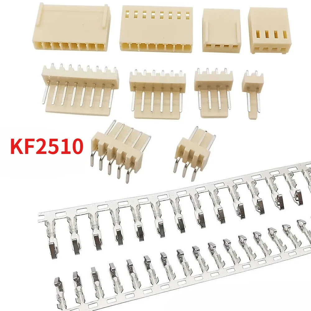 100PCS KF2510 Connector 2.54mm Pitch 2P-10Pin Straight/Curved Male Female Socket Housing Plug Pin Header Crimp Terminals