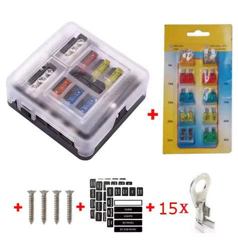 Universal 12 Ways 6 Ways Blade Fuse Block 12V 32V Car Fuse Holder Box Marine Auto Fuse Connector Switch With LED Indicator Light