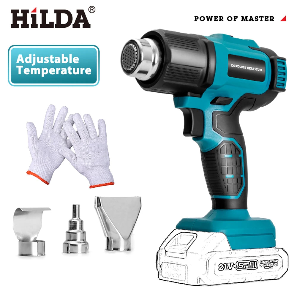 HILDA Handheld Hot Air Gun Adjustable Temperature Non-adjustable Temperature Portable for Makita 21V Battery Electric Heat Gun